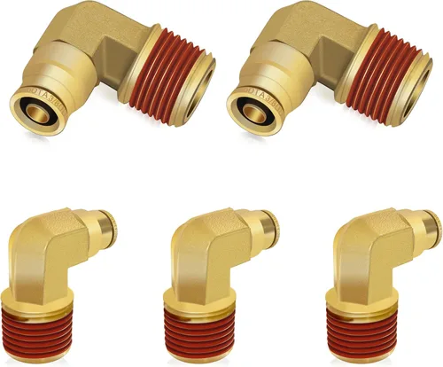 Miniatura 14 de Siptenk Codos de 1/2" DOT de latón DOT de aire de conexión rápida DOT accesorios de línea de aire DOT 5 piezas, tubo de 1/2" OD x rosca NPT de 3/8