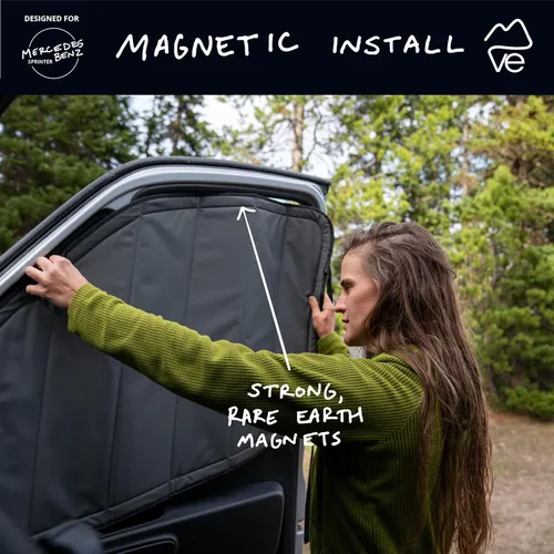 Miniatura 2 de VanEssential Cubiertas para ventanas frontales con aislamiento magnético y oscurecimiento (par) Diseñadas para Mercedes-Benz VS30
