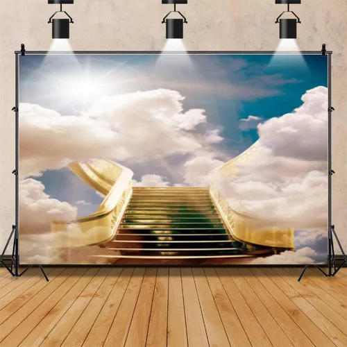 Miniatura 2 de Telón de fondo del cielo de 5x3 pies Puerta del cielo Puerta del paraíso Fondo fotográfico para niños, alfombra de baby shower, pancarta