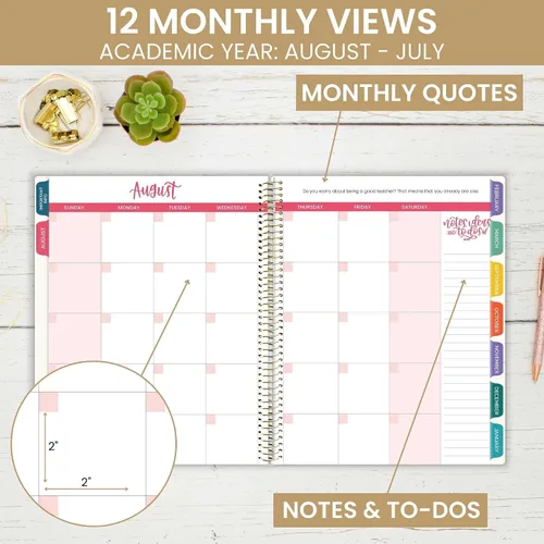 Miniatura 3 de bloom daily planners - Agenda y calendario de año académico sin fechas para maestros, organizador plan de clases 7 periodos, cubierta esmerilada
