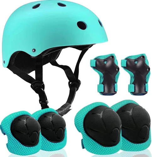 Miniatura 7 de Casco ajustable para niños de 5 a 16 años, niños pequeños, niños y niñas, equipo de protección con rodilleras, coderas y muñequeras para múltiples