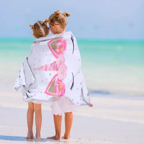 Miniatura 3 de BOAO Toalla de playa de unicornio para niña, toalla de playa personalizada de microfibra de unicornio para niños, 27.5 x 59 pulgadas, toallas
