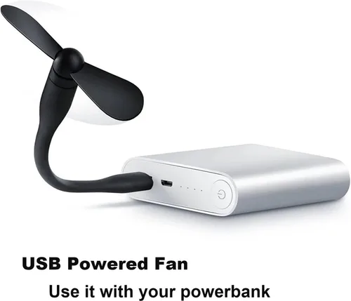 Miniatura 2 de Sokelinn-six Ventilador flexible USB, mini ventiladores de refrigeración portátiles alimentados por USB para banco de energía, portátil, PC, Negro