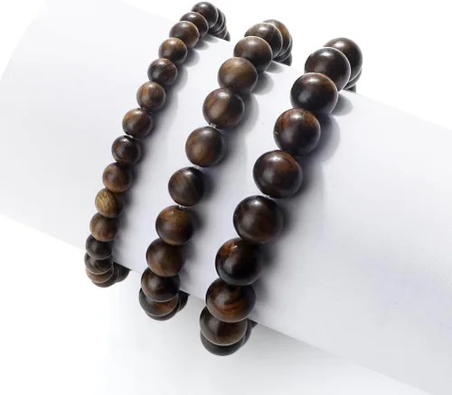 Miniatura 3 de Razcus - Pulsera de cuentas de palisandro negro vintage para hombre, 680.394 in, redondas, de madera, pulseras elásticas para meditación para oración