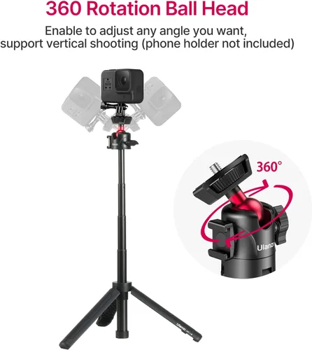 Miniatura 5 de ULANZI MT-16 Mini trípode extensible para cámara, ajuste de 4 niveles, cabeza esférica de 360°, zapata fría, ligero, portátil, palo selfie vlog