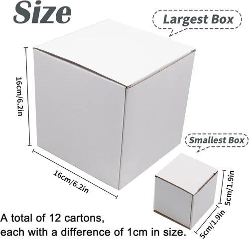 Miniatura 3 de Cuyacili Cajas de regalo de broma, cajas de regalo anidables, caja sorpresa, caja de cartón blanco, caja de broma cuadrada, divertido regalo