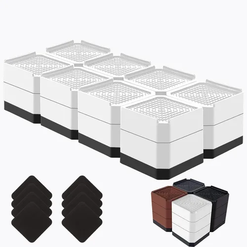 Miniatura 20 de Elevadores de cama resistentes, bloques elevadores de muebles ajustables de 1.5, 3, 4.3 pulgadas para patas de sofá, mesa, escritorio, refrigerador