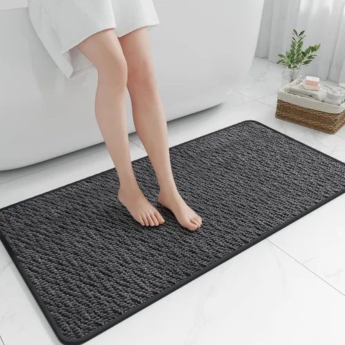 Miniatura 15 de RUERYA Alfombras de baño antideslizantes y lavables, tapetes de baño de goma para baño, secado rápido, súper absorbentes, ultrafinos, pequeños Gris