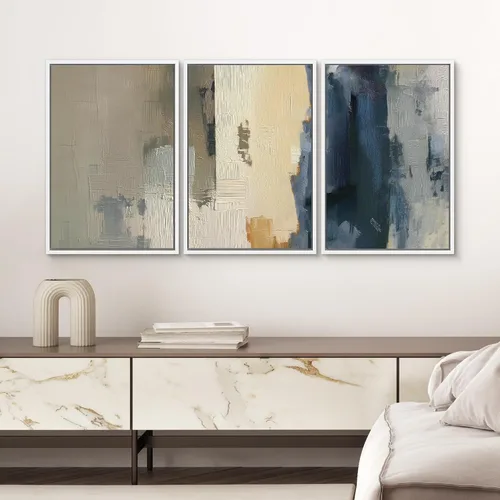 Miniatura 87 de SIGNWIN Lienzo enmarcado para pared, arte con pinceladas de flujo neutro en tonos beige abstractos, ilustraciones, arte moderno, decorativo