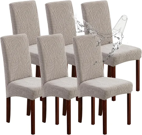 Miniatura 12 de Genina Fundas impermeables para sillas de comedor, fundas elásticas de jacquard para sillas de comedor, extraíbles y lavables, protector de silla