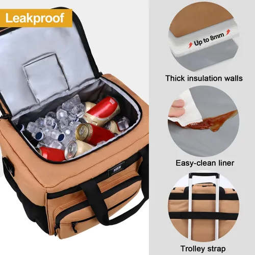 Miniatura 3 de MIER Bolsa enfriadora suave extra grande de 30 litros con abridor de botellas para camping, playa, barbacoa, comestibles, golf, a prueba de fugas