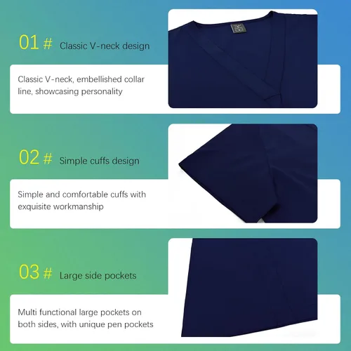 Miniatura 5 de niaahinn Conjunto de ropa quirúrgica clásica con cuello en V y pantalón deportivo de yoga, uniforme médico de enfermería