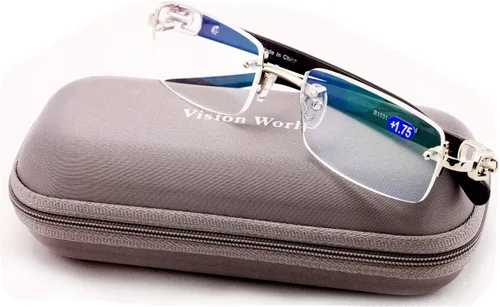 Miniatura 4 de Lector de gafas de lectura de moda de diseñador rectangular sin montura para hombre plateado