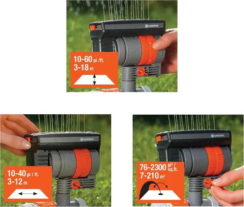 Miniatura 7 de Gardena (69-84BZMX) ZoomMaxx - Aspersor ajustable con temporizador incorporado, base pesada para riego preciso de hasta 2,300 pies cuadrados