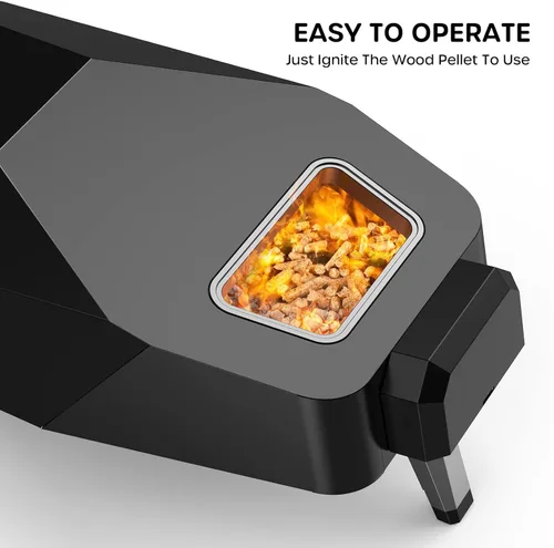 Miniatura 4 de ECOWELL Horno de pizza de pellets de madera de 12 pulgadas para exteriores, horno de pizza portátil de leña con piedra, horno de pizza de acero