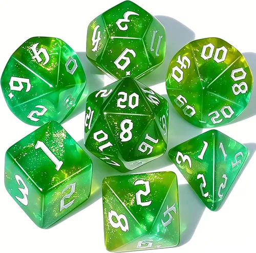 Miniatura 18 de CiaraQ DND Juego de Dados Poliédricos para Dungeons and Dragons RPG MTG Juegos de Mesa de Rol - con 1 Bolsa de Dados (Aguamarina + Brillantina)