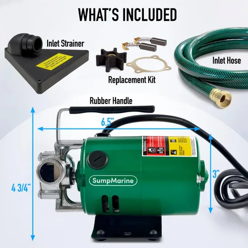 Miniatura 2 de SumpMarine Bomba de transferencia de agua, 115 V, 330 galones por hora, bomba eléctrica portátil con kit de manguera de 6 pies, elimina el agua