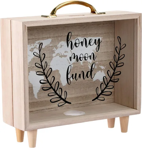 Miniatura 10 de Vesici Caja de Fondos de Viaje Alcancía para Adultos Caja de Ahorros de Dinero Maleta Decorativa de Vacaciones Banco de Monedas de Madera