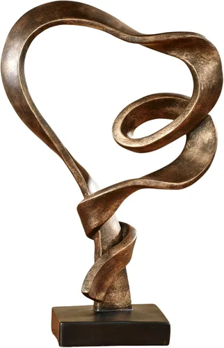 Touch of Class Lifes - Escultura de mesa de viaje, oro antiguo | Love Statue, Resin Abstract Heart Design, Ribbon-Like Representation, Modern Decor,