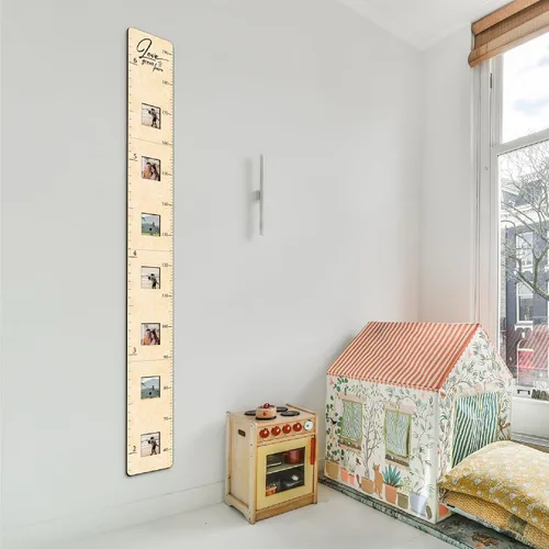 Miniatura 6 de Tabla de crecimiento de madera para niños con marcos de fotos, niños y niñas, tabla de crecimiento de altura para pared, tabla de medición