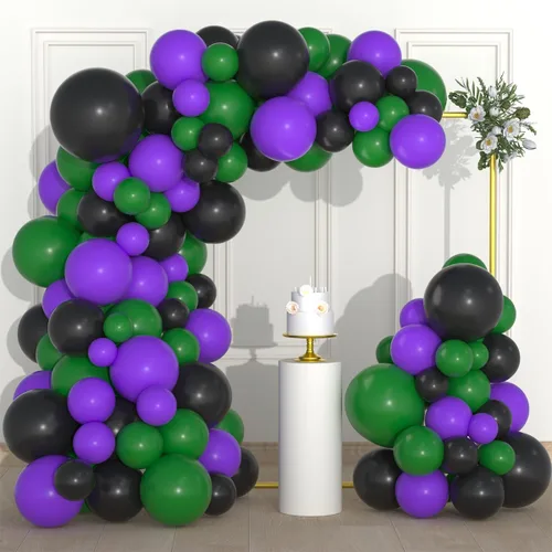Miniatura 21 de Guirnalda de arco de globos azul real, negro, plateado y blanco, globos de confeti plateado metálico azul, negro, blanco, globo de videojuegos