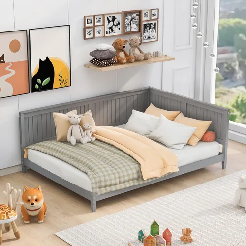 Miniatura 11 de Merax Sofá cama de tamaño individual, marco de madera con cabecero, sofá cama tamaño individual, perfecto para descansar, dormir o entretener a
