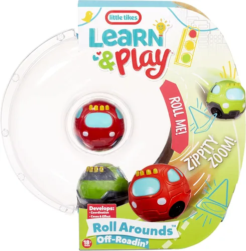 Miniatura 5 de Little Tikes Learn & Play Roll Arounds Off Roadin' Vehicle Paquete de 2 autos de juguete y juego de pelota en uno, fácil agarre y rollo, regalos