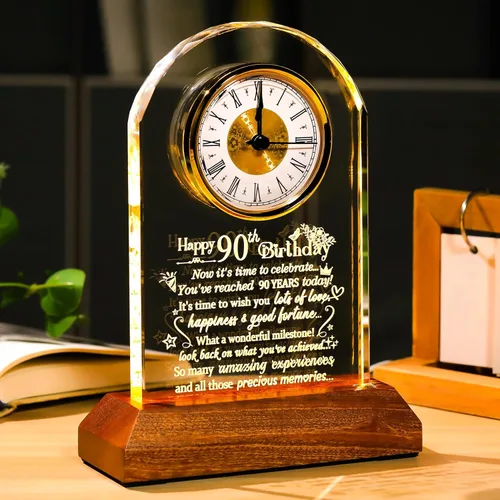 Miniatura 16 de Ornalrist Reloj de cuarzo de cristal de feliz cumpleaños número 100 para hombres y mujeres, regalo de cumpleaños de 100 años para padres, abuela