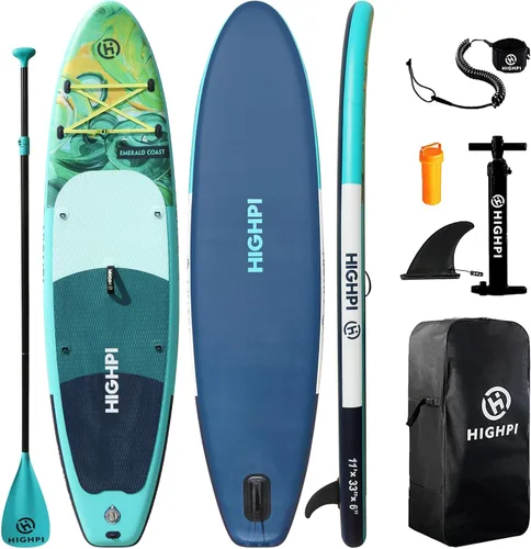 Inflatable Stand-Up Paddle Board: Wide SUP with Full Accessories, Anti-Slip EVA Deck, Paddleboard for Yoga/Surfing/Fishing & More, for Youth & Costa