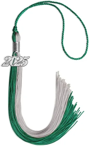 Miniatura 55 de Endea Graduation Borla de doble color con gota de fecha plateada (negro/oro antiguo, 2025)