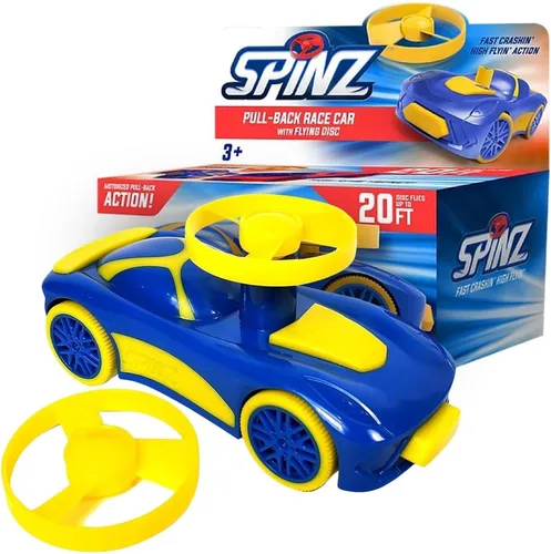 Miniatura 11 de Spinz Coche de carreras con lanzador de discos voladores, juguete de corredor de parachoques trasero, regalo para niños, niñas, naranja y azul, a