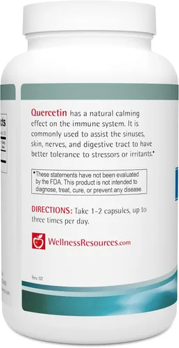 Miniatura 3 de Wellness Resources Quercetina - Apoyo inmunológico, sinusal y alérgico, 1000 mg por porción (250 cápsulas/125 porciones) vegano, sin OMG
