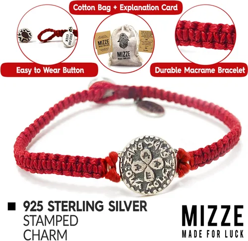 Miniatura 3 de Red Macrame Love Bracelet with Sterling Silver Love Coin Charm Amulet - Sturdy & Elegant gift for Mom, Romantic Gift for Girlfriend or Lover