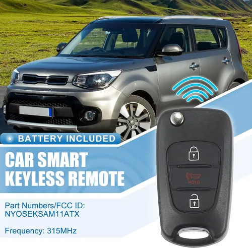 Miniatura 2 de X AUTOHAUX 3 botones Flip Car entrada sin llave control remoto reemplazo llavero proximidad Smart Fob NYOSEKSAM11ATX para Kia Sportage 2012-2013