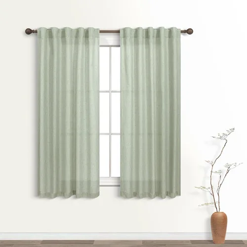 Miniatura 99 de KOUFALL Cortinas de lino azul marino de 84 pulgadas de largo, cortinas transparentes azul oscuro para sala de estar y dormitorio, medianoche