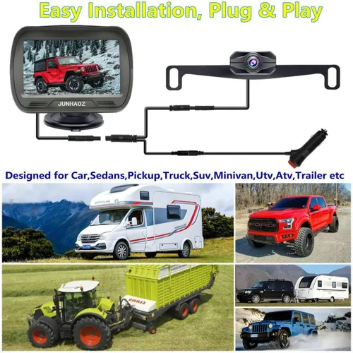 Miniatura 6 de Cámara de visión trasera para coche JUNHAOZ, cámara de respaldo para coche, camiones, SUV, camioneta, monitor IPS de 4.3 pulgadas