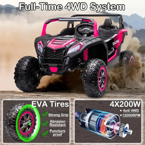 Miniatura 3 de NEWQIDA XXXL Vehículo de juguete de 24 V con batería para niños grandes 4WD Buggy UTV con neumáticos EVA, coche eléctrico para niños con control