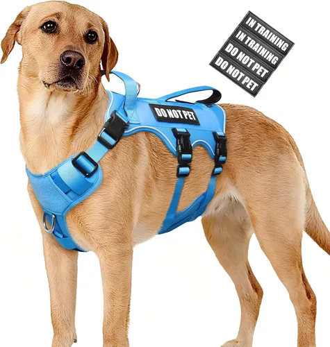 Miniatura 13 de WINSEE - Arnés para perro a prueba de fugas, arnés Molle de servicio y trabajo con doble asa, chaleco táctico para mascotas con 4 parches
