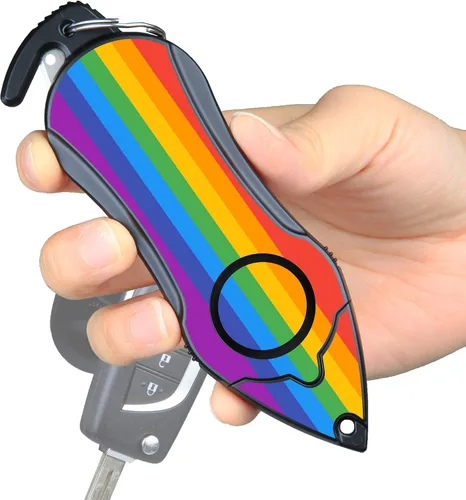 Miniatura 13 de Stinger Llavero de alarma personal, herramienta de emergencia, sirena de alarma de pánico de seguridad, cortador de cinturón de seguridad, rompe