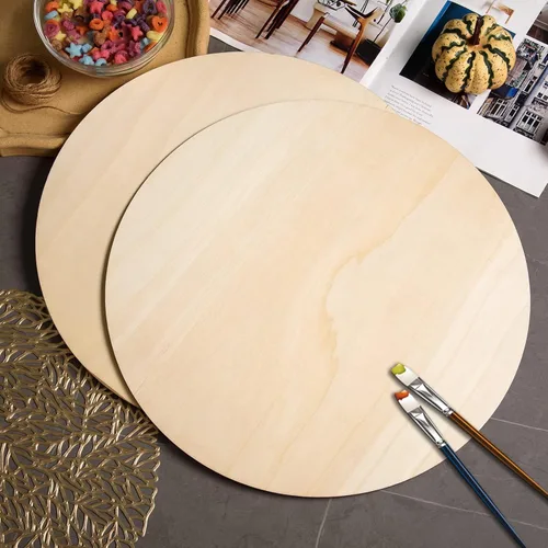 Miniatura 4 de Paquete de 18 círculos redondos de madera de 18 pulgadas para manualidades, recortes de madera redondos en blanco, discos de madera sin terminar
