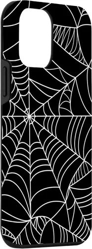 Miniatura 3 de iPhone 12 Mini Spider Web Halloween patrón espeluznante en caso negro
