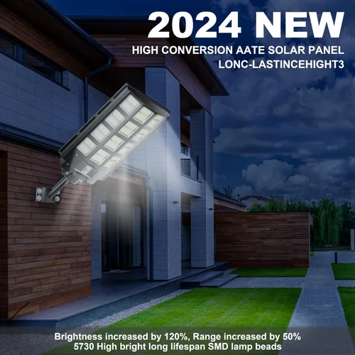 Miniatura 2 de Luz de calle solar loyoele de 8000 W para exteriores, resistente al agua, luz de calle LED solar al aire libre de 120,000 lúmenes 7000 K