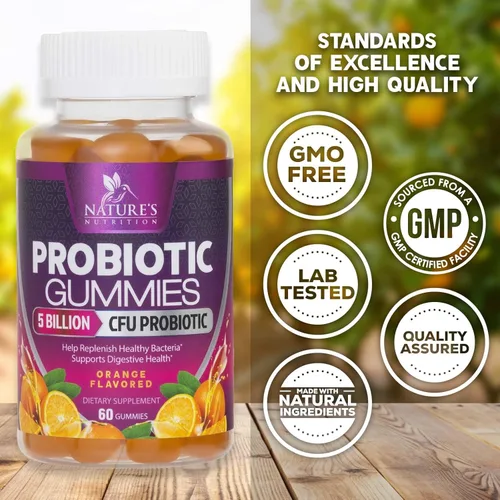 Miniatura 4 de Gomitas de probióticos para la salud digestiva, 6 cepas únicas para apoyo inmunológico diario y salud intestinal, apoya el estreñimiento, los gases