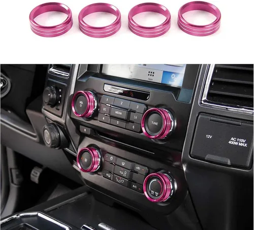 Miniatura 11 de Keptrim Para interruptores de aire acondicionado F150, perilla de CA VOL, botón de anillo para Ford F150 XLT 2015 2016 2017 2018 2019, aluminio Negro