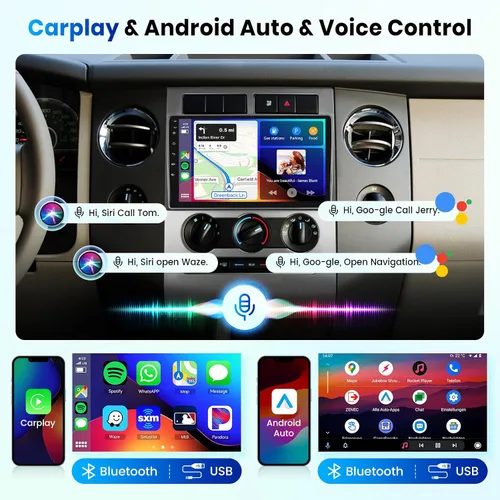 Miniatura 2 de Estéreo de coche Android de 4 núcleos+64G para Ford Expedition 2007-2014 (A/C) inalámbrico Carplay Android Auto, radio de pantalla táctil de 9