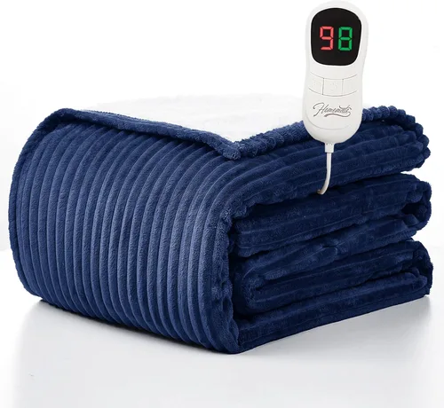 Miniatura 31 de Homemate Manta térmica eléctrica de 50 x 60 pulgadas, manta térmica de 1/2/4/6/8 horas de apagado automático, 10 niveles de calor, protección contra