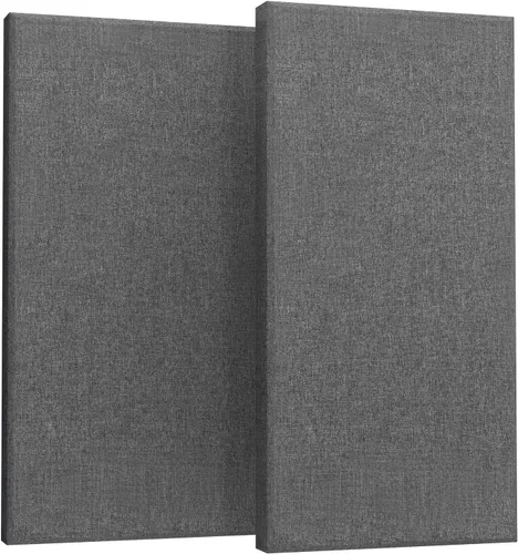 Paneles acústicos de 2 pulgadas de grosor con herrajes para colgar, 2 piezas de 47.2" x 23.6" paneles de fibra de vidrio para absorción de sonido