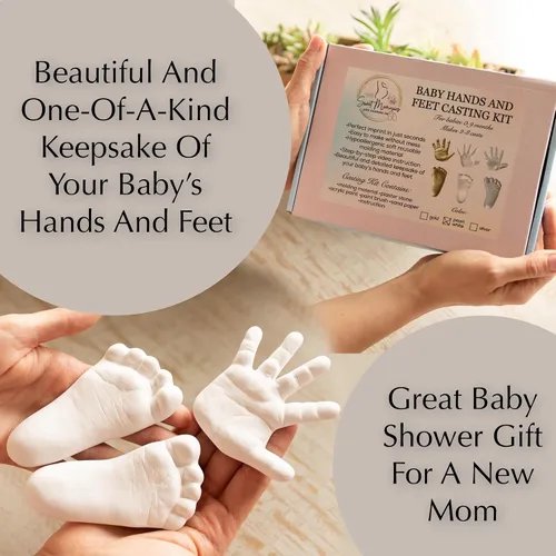 Miniatura 6 de Sweet Memories - Kit de fundición para manos y pies de bebé para bebés de 0 a 9 meses, hace 2 a 8 lanzamientos, recuerdo de manos y huellas