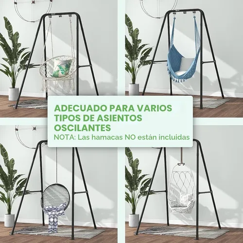 Miniatura 5 de G TALECO GEAR Soporte para silla de hamaca, soporte de hamaca multiusos de acero resistente de 300 libras para interiores y exteriores, silla Negro