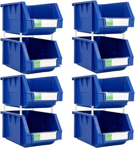 Miniatura 18 de Paquete de 2 cubos de almacenamiento apilables, organizador de polipropileno resistente de 8.4 x 11 x 6.9 pulgadas, diseño colgante y de conexión